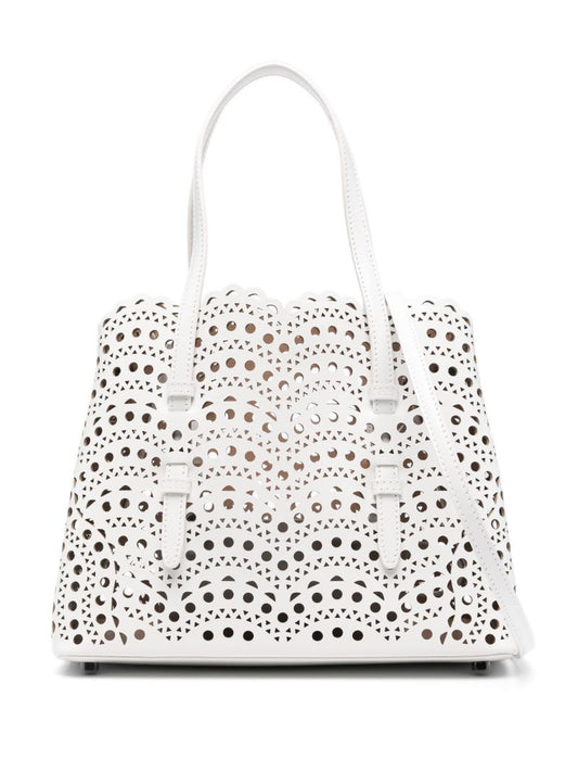 White Mina 25 Leather Tote Bag
