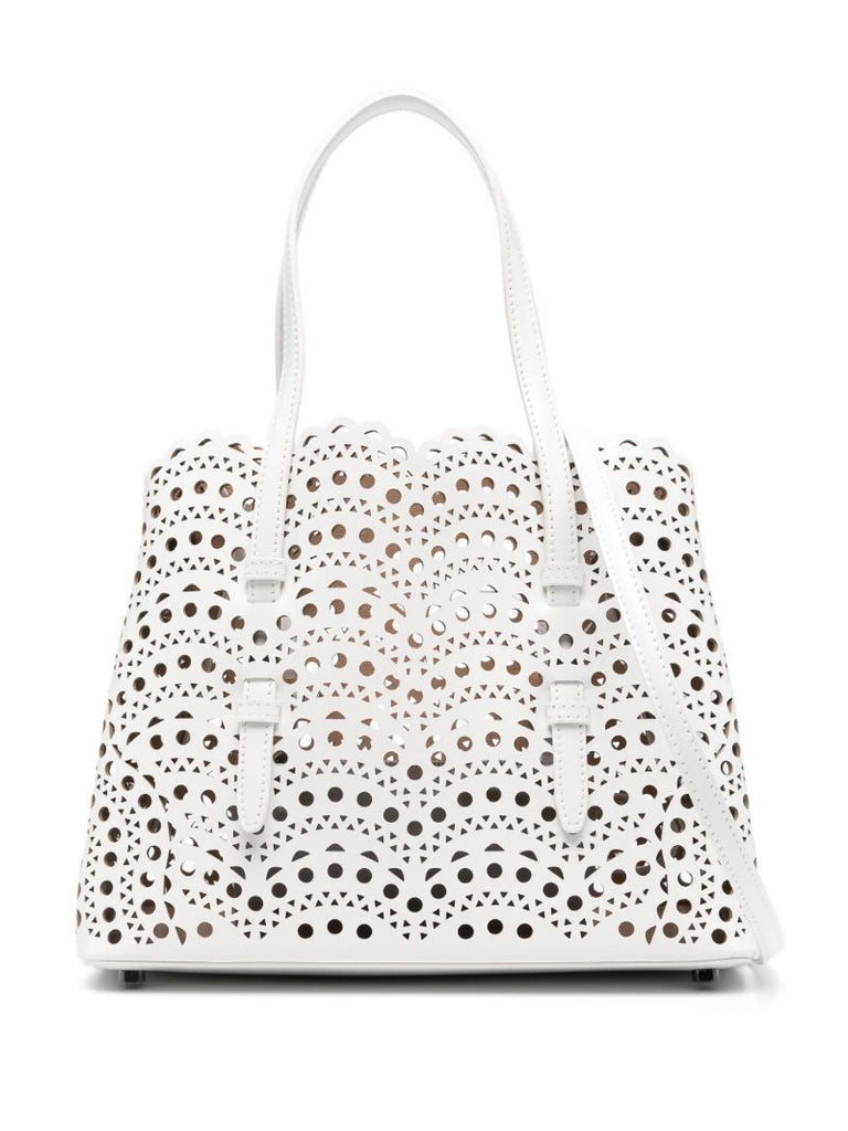 White Mina 25 Leather Tote Bag