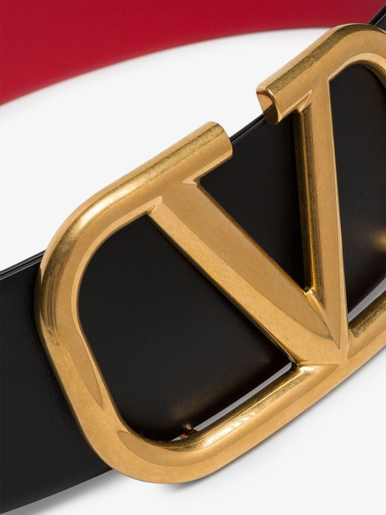 Black Vlogo Signature Reversible Leather Belt
