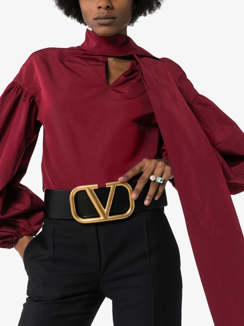 Black Vlogo Signature Reversible Leather Belt