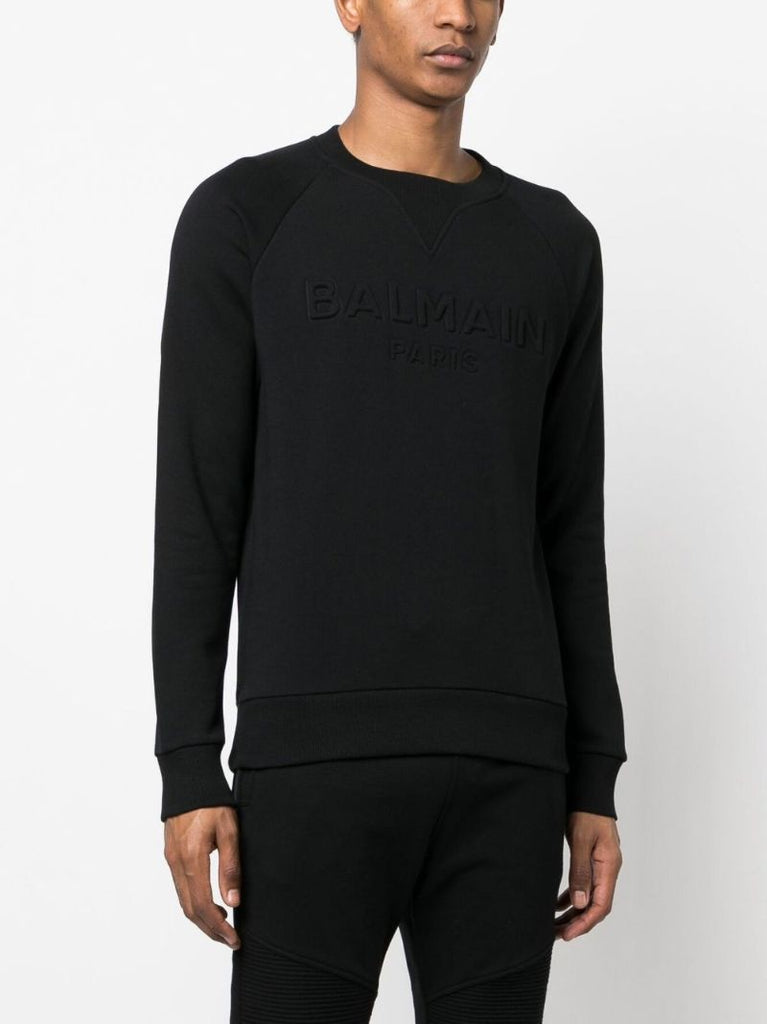 Black Logo Embroidered Cotton Sweatshirt