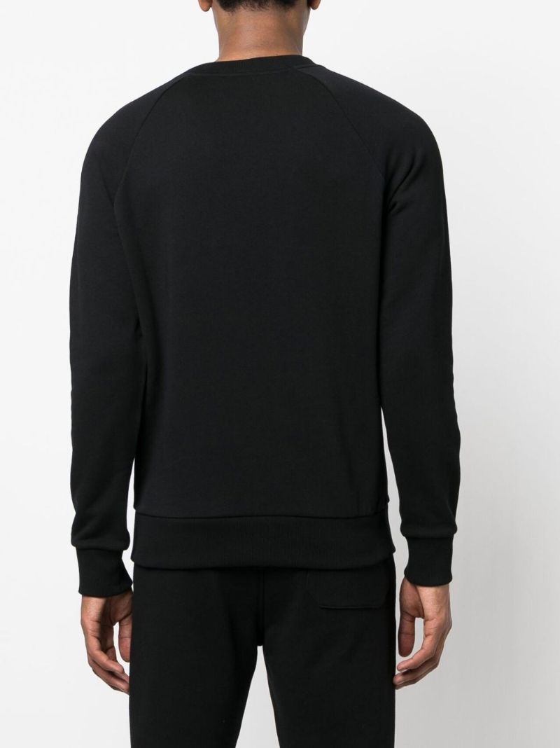 Black Logo Embroidered Cotton Sweatshirt