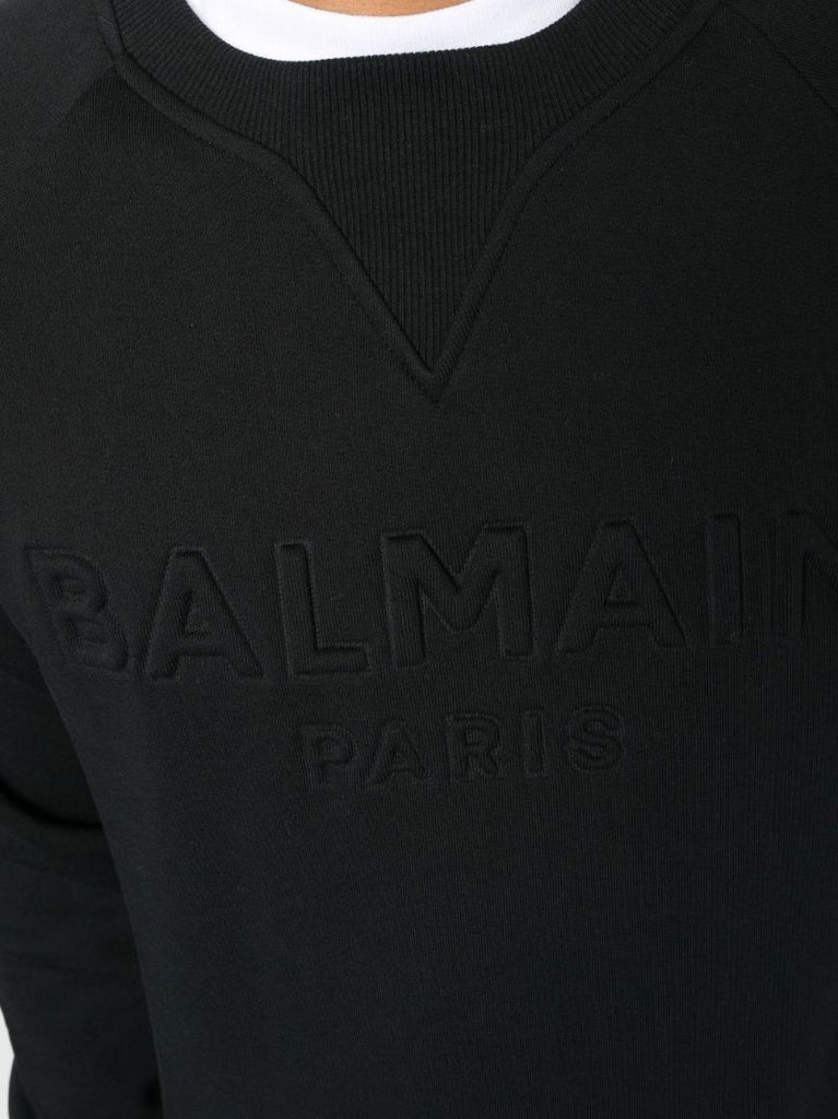 Black Logo Embroidered Cotton Sweatshirt