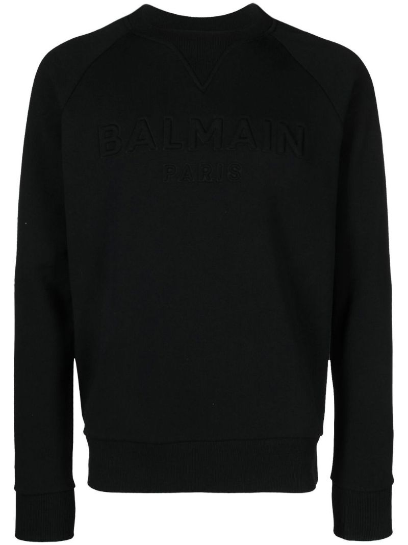 Black Logo Embroidered Cotton Sweatshirt