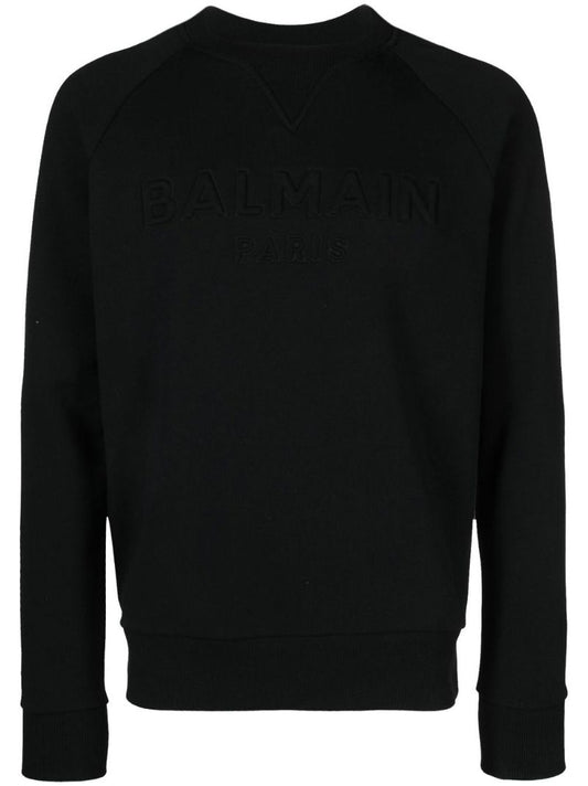 Black Logo Embroidered Cotton Sweatshirt