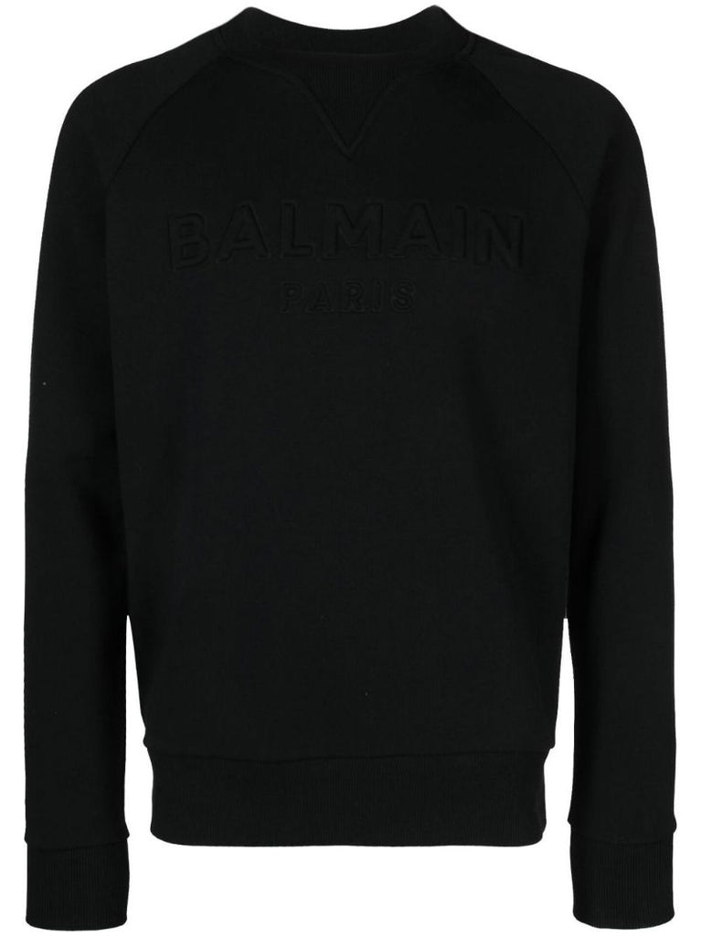 Black Logo Embroidered Cotton Sweatshirt