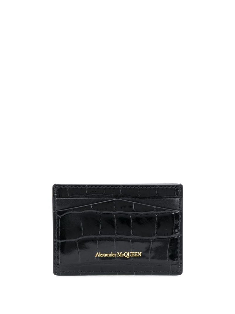 Black Skull Plaque Leather Cardholder