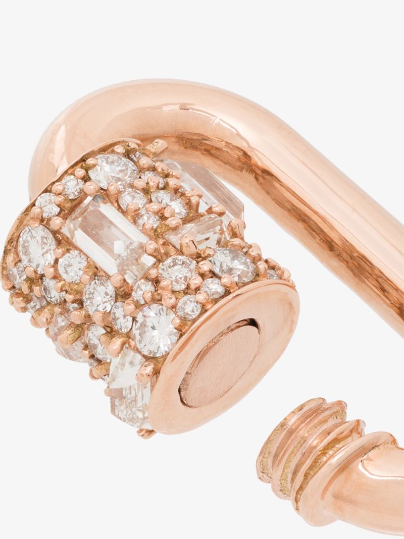 14k Rose Gold Stoned Chubby Medium Diamond Lock Charm
