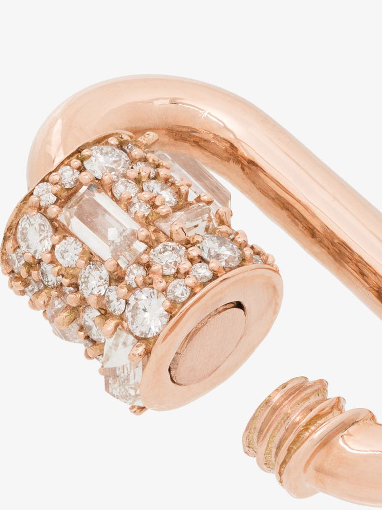14k Rose Gold Stoned Chubby Medium Diamond Lock Charm
