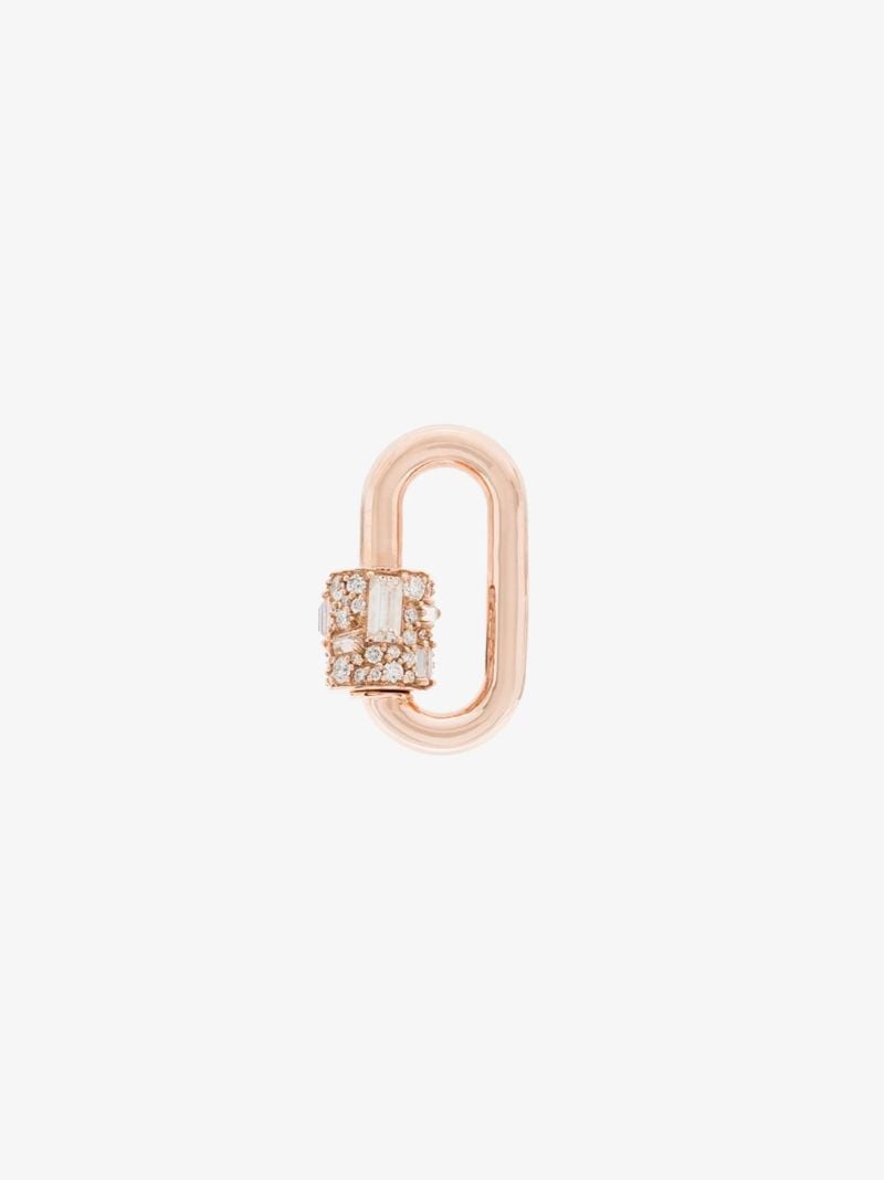 14k Rose Gold Stoned Chubby Medium Diamond Lock Charm