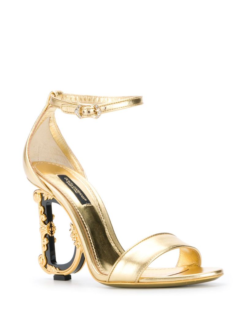 Gold-tone Keira 105 Baroque Logo Sandals