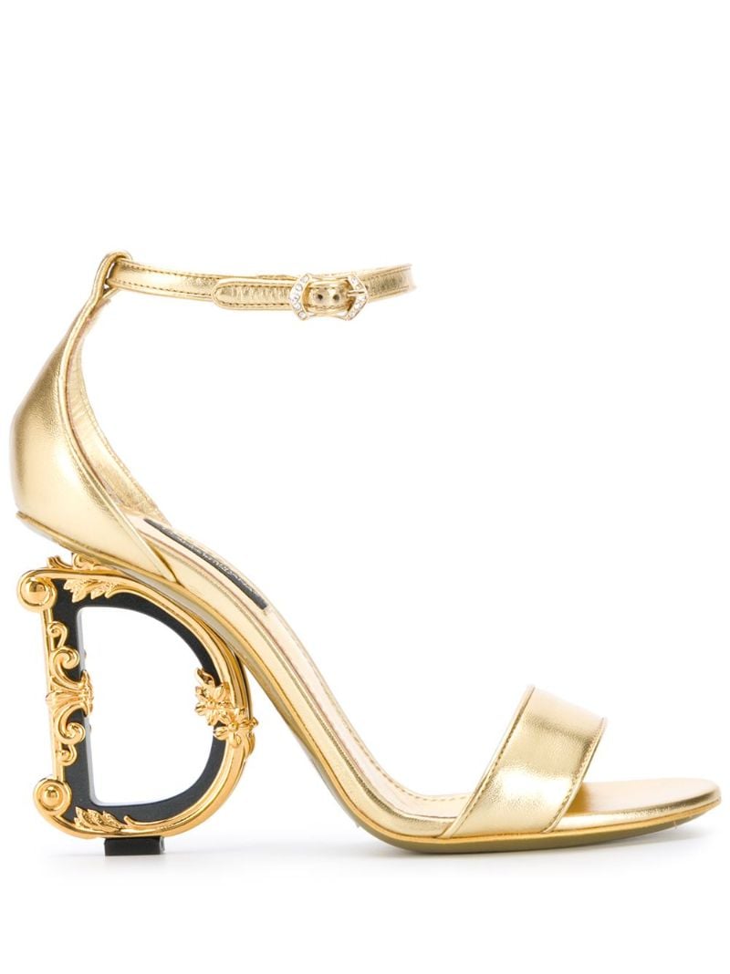 Gold-tone Keira 105 Baroque Logo Sandals