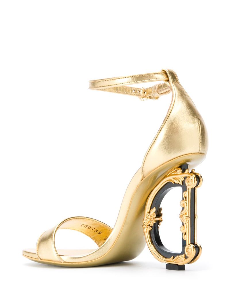 Gold-tone Keira 105 Baroque Logo Sandals