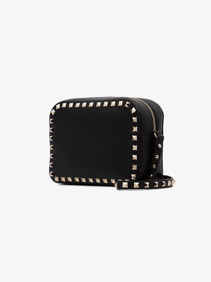 Black Rockstud Leather Camera Bag
