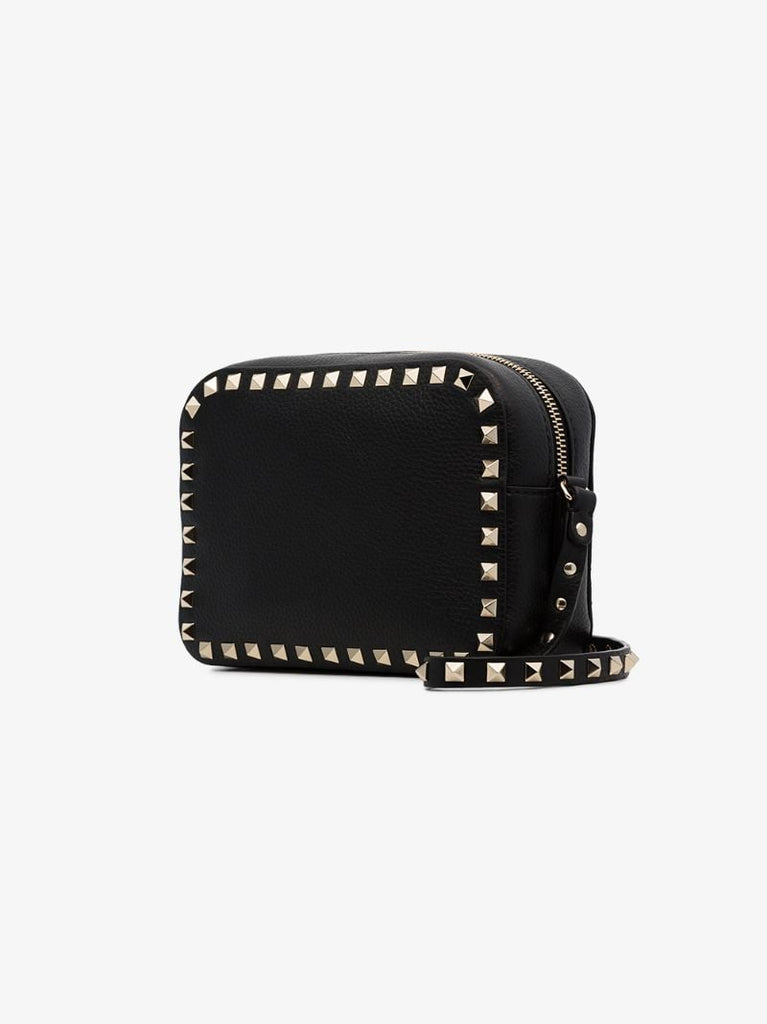 Black Rockstud Leather Camera Bag
