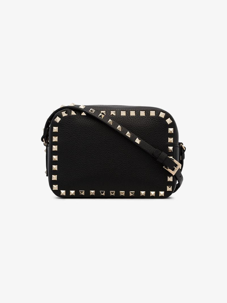 Black Rockstud Leather Camera Bag