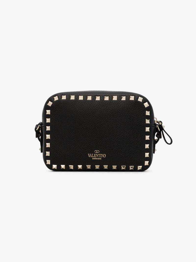 Black Rockstud Leather Camera Bag