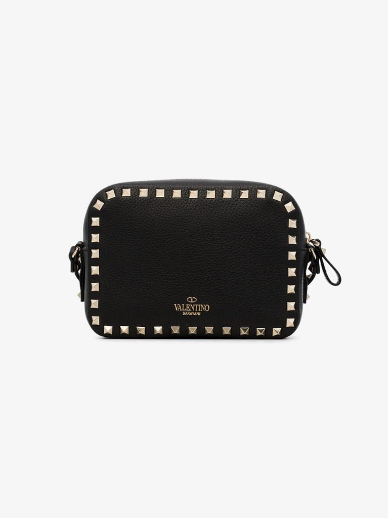 Black Rockstud Leather Camera Bag