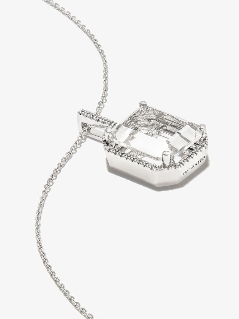 14kt White Gold Diamond and Quartz Secret Initial Necklace