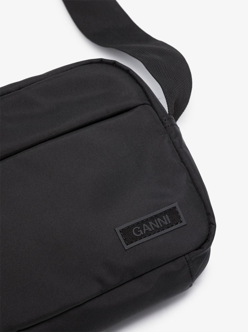 Black Logo Patch Cross Body Bag