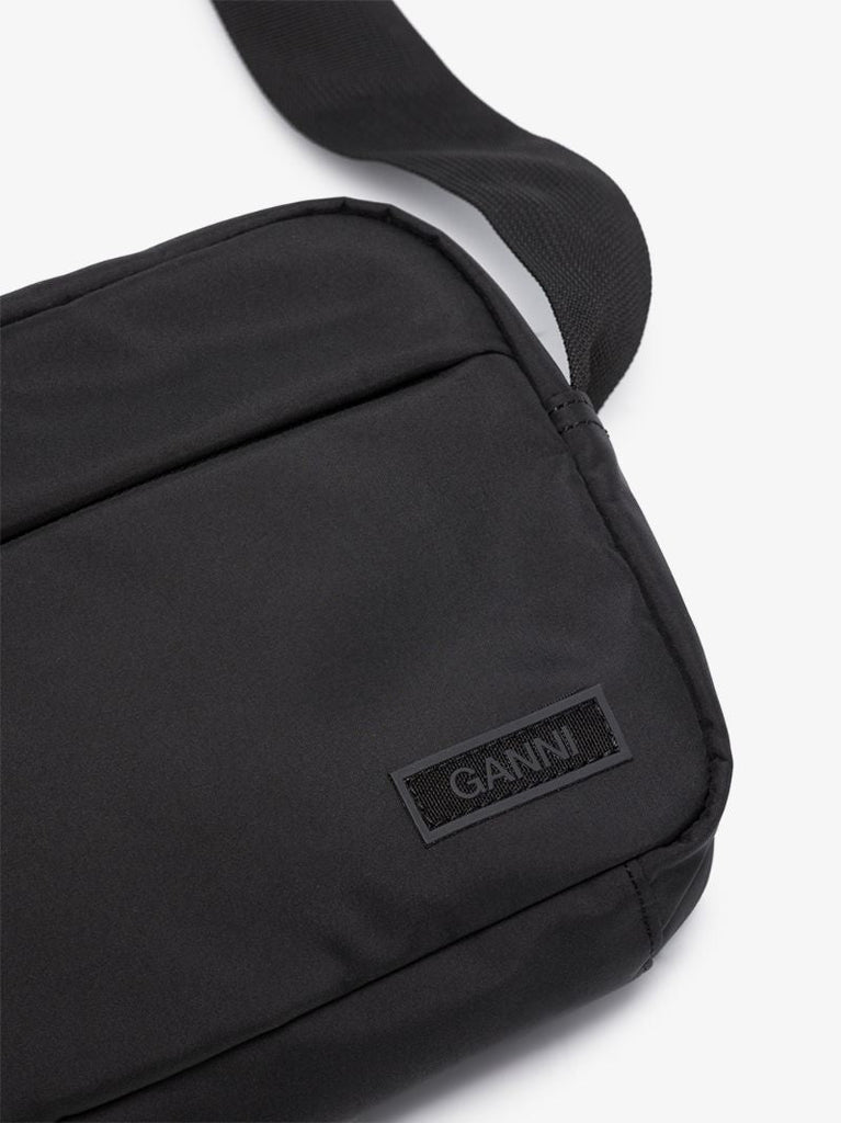 Black Logo Patch Cross Body Bag