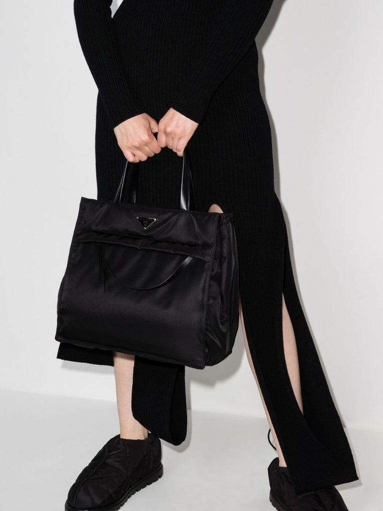 Black Re-nylon Padded Tote Bag