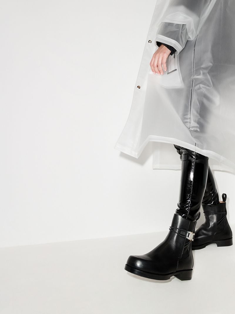 Black Buckled Leather Chelsea Boots
