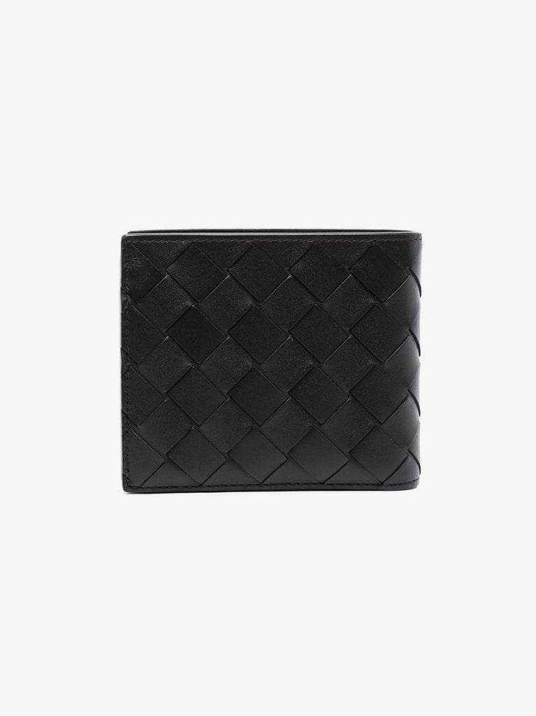 Black Intrecciato Bifold Leather Wallet
