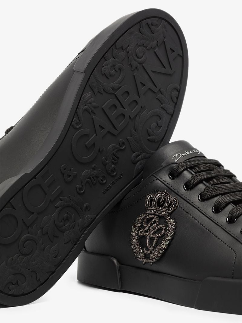 Black Portofino Leather Sneakers
