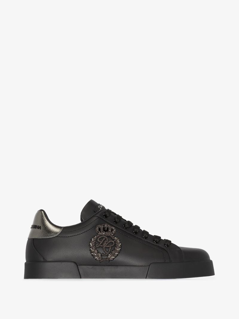 Black Portofino Leather Sneakers