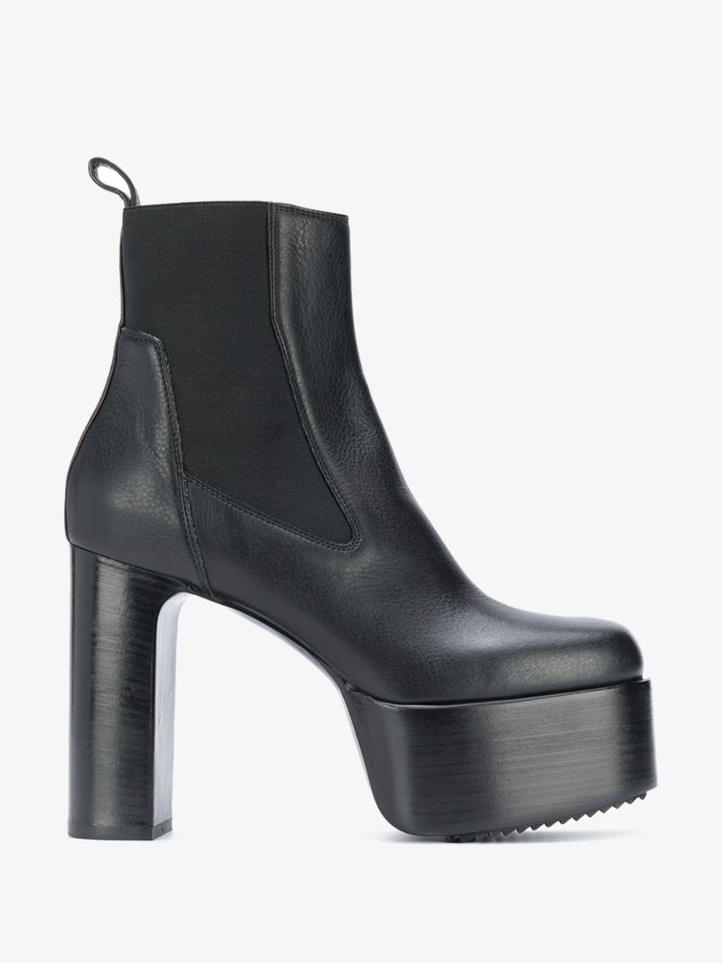 Black Kiss 125 Platform Leather Ankle Boots
