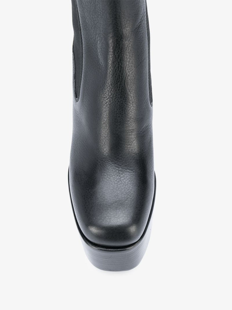 Black Kiss 125 Platform Leather Ankle Boots