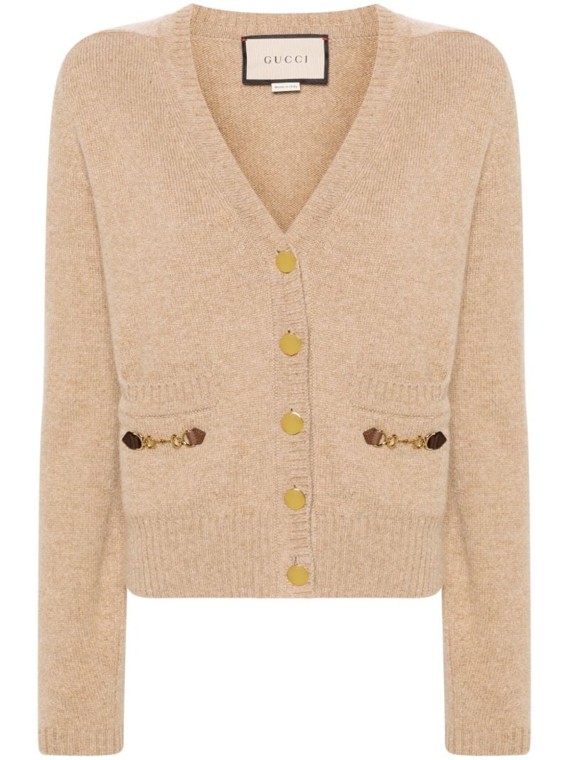 Brown Horsebit Cashmere Cardigan