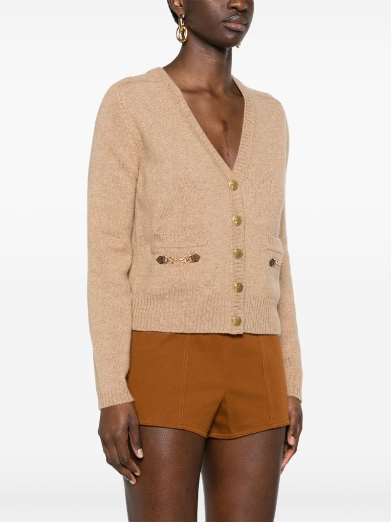 Brown Horsebit Cashmere Cardigan