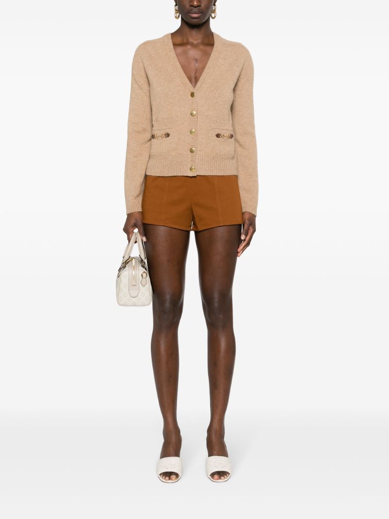 Brown Horsebit Cashmere Cardigan