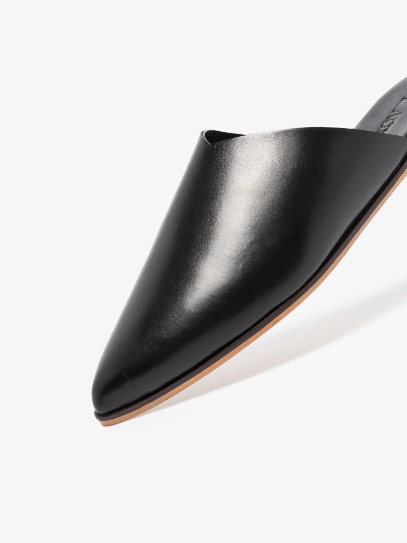 Black Zuri Leather Mules