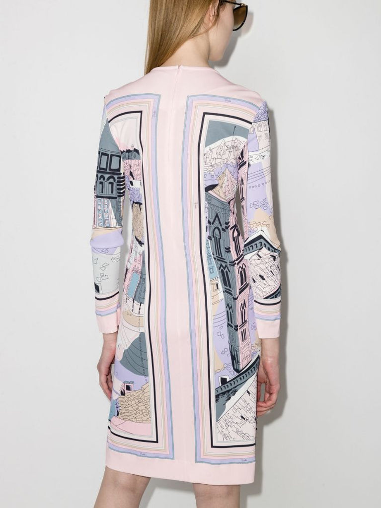 Battistero Printed Long-sleeved Dress