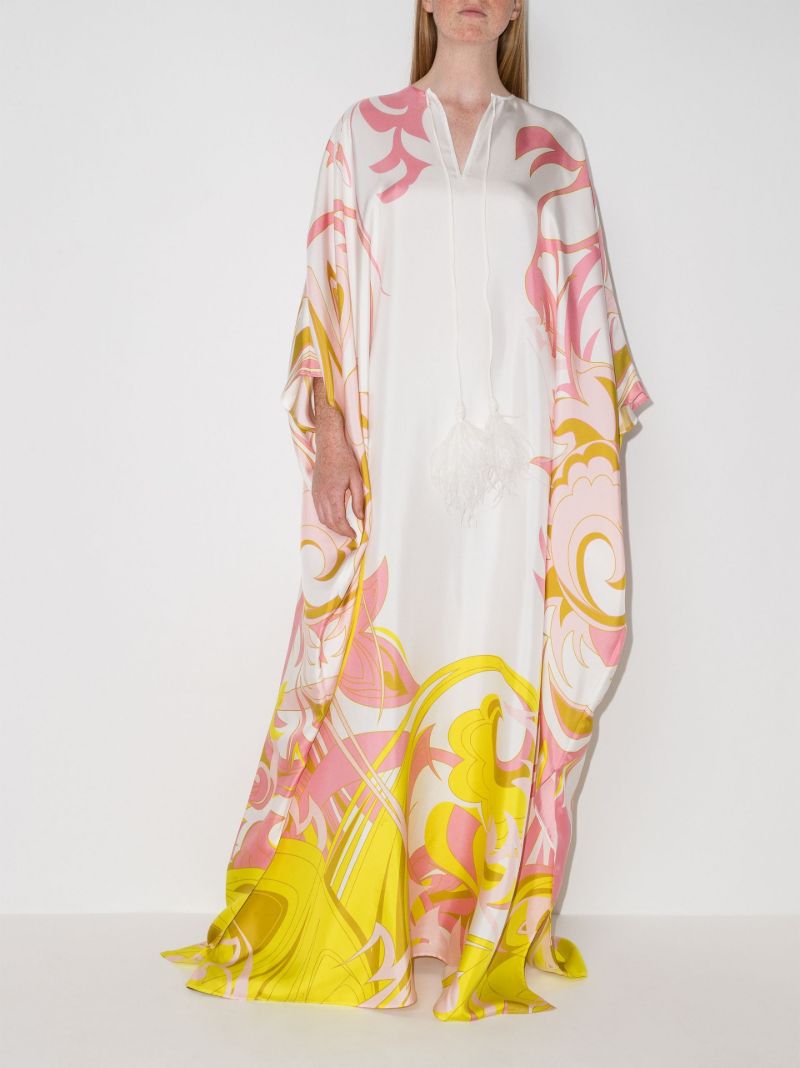 X Ramadan Dinamica Print Kaftan-style Silk Dress