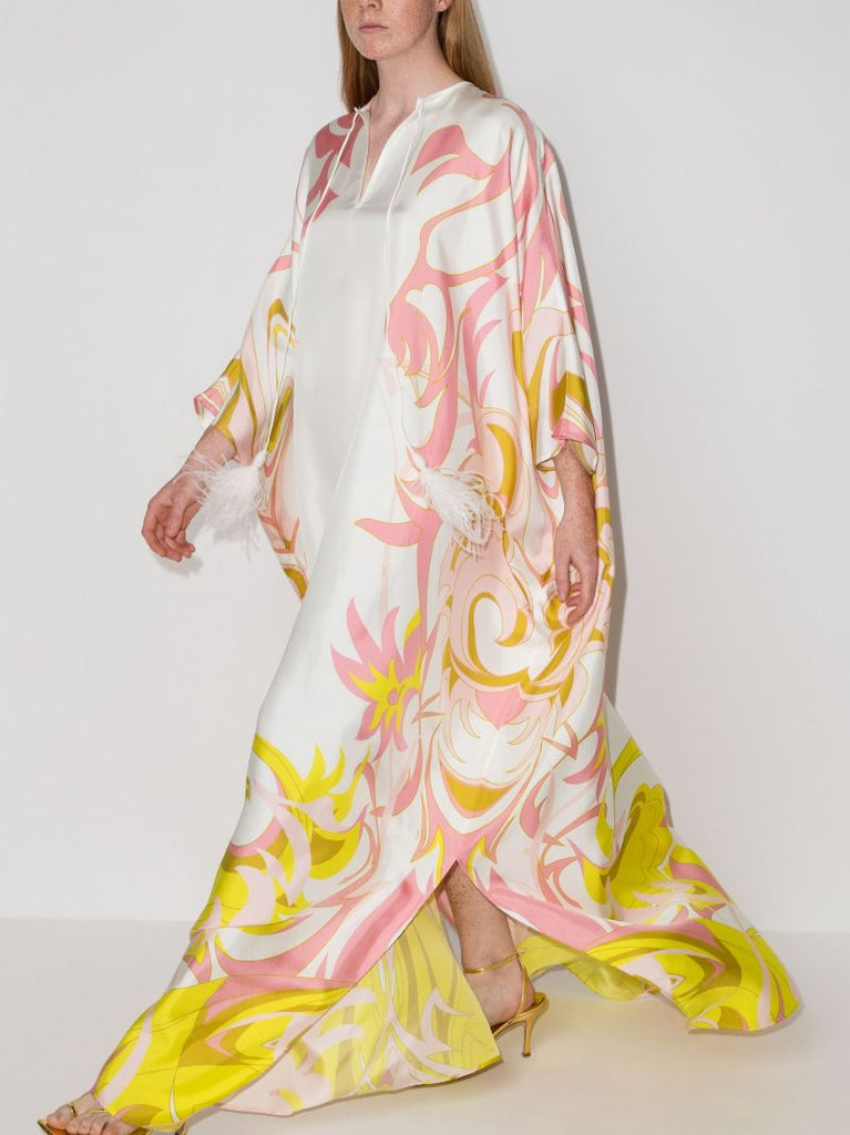 X Ramadan Dinamica Print Kaftan-style Silk Dress