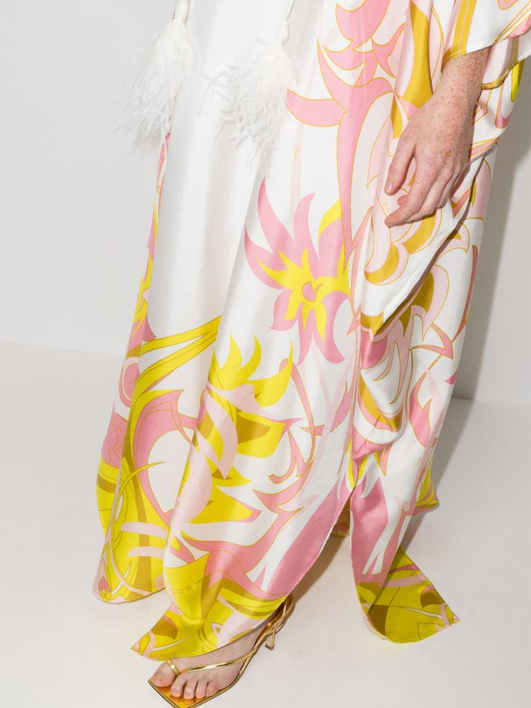 X Ramadan Dinamica Print Kaftan-style Silk Dress