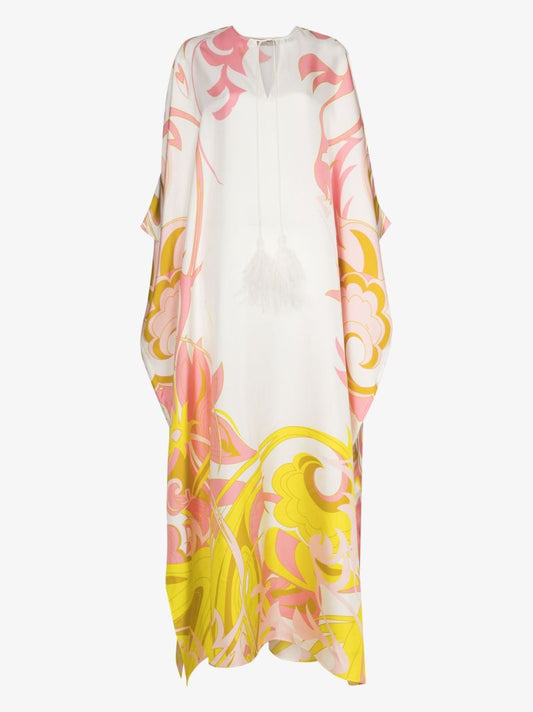 X Ramadan Dinamica Print Kaftan-style Silk Dress