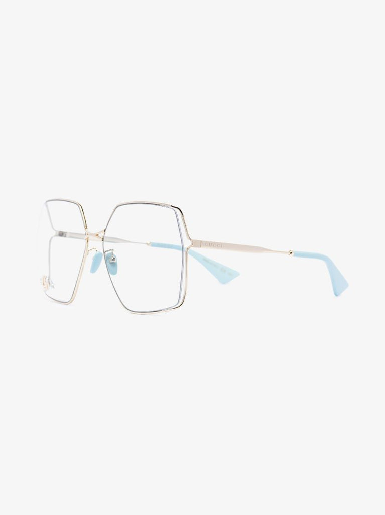 Gold Tone Fork Square Optical Glasses