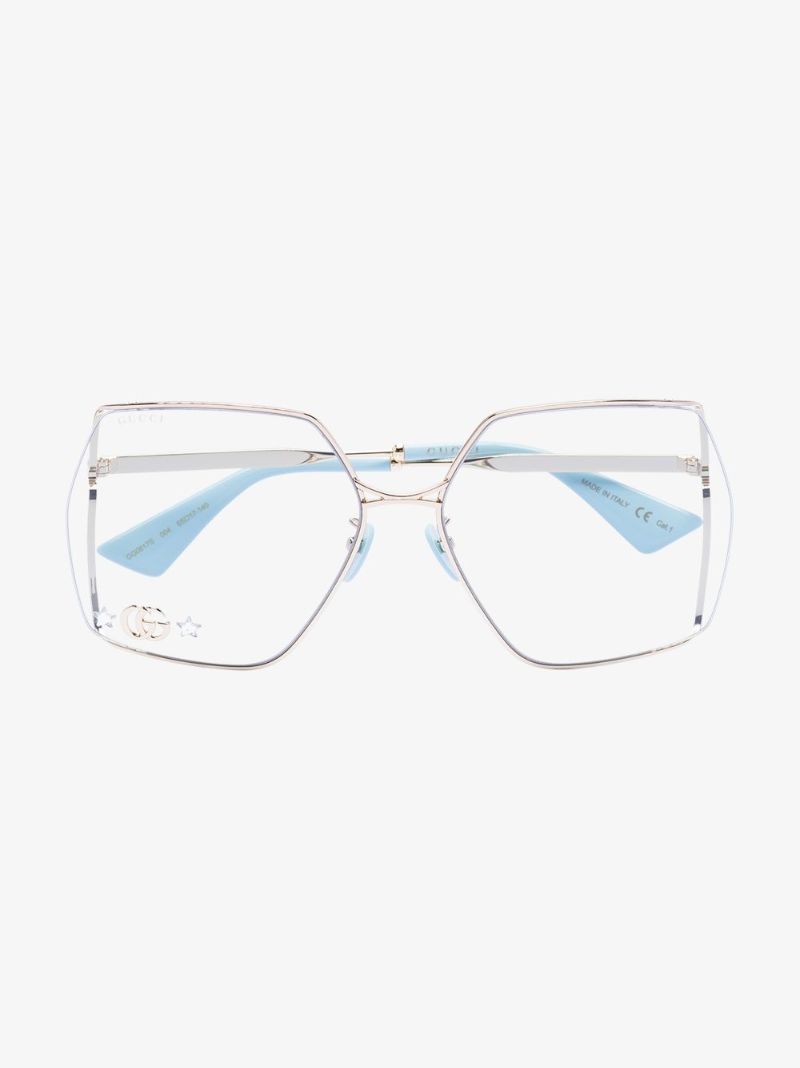 Gold Tone Fork Square Optical Glasses