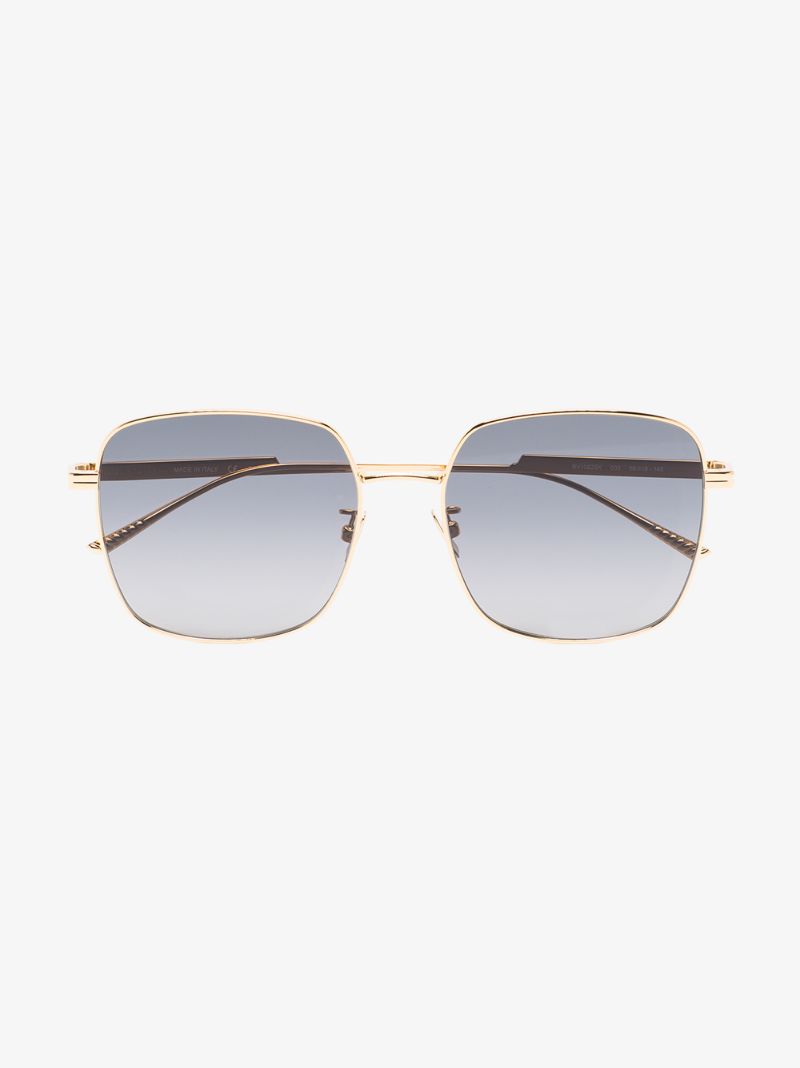 Gold Tone Square Frame Sunglasses