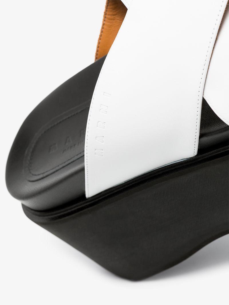 White Platform Leather Sandals