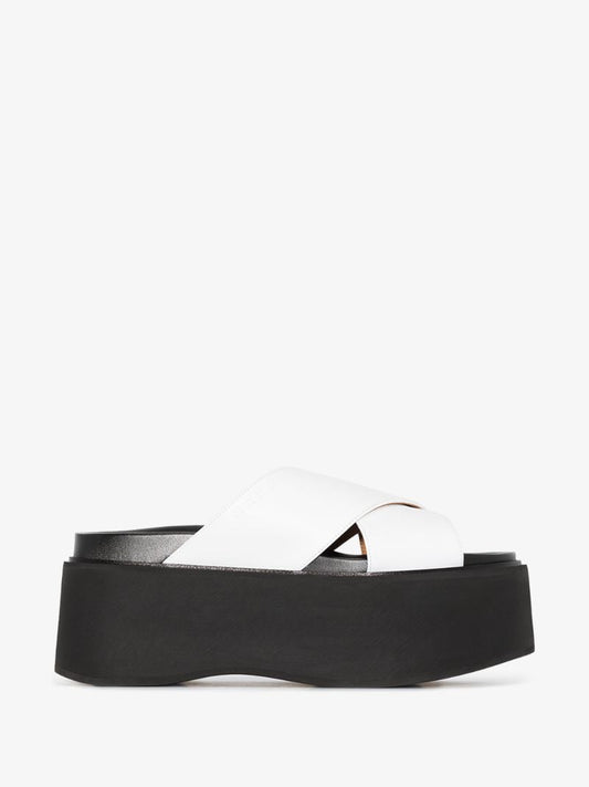 White Platform Leather Sandals