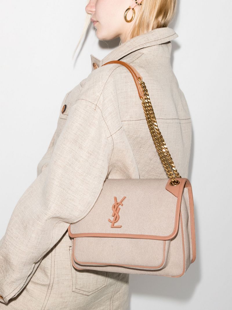 Neutral Niki Medium Canvas Shoulder Bag