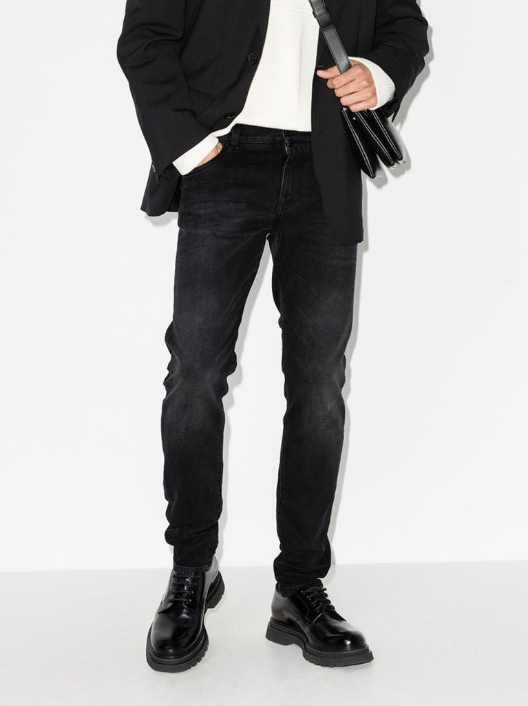 Faded Wash Straight Leg Jeans