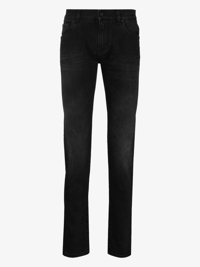 Faded Wash Straight Leg Jeans