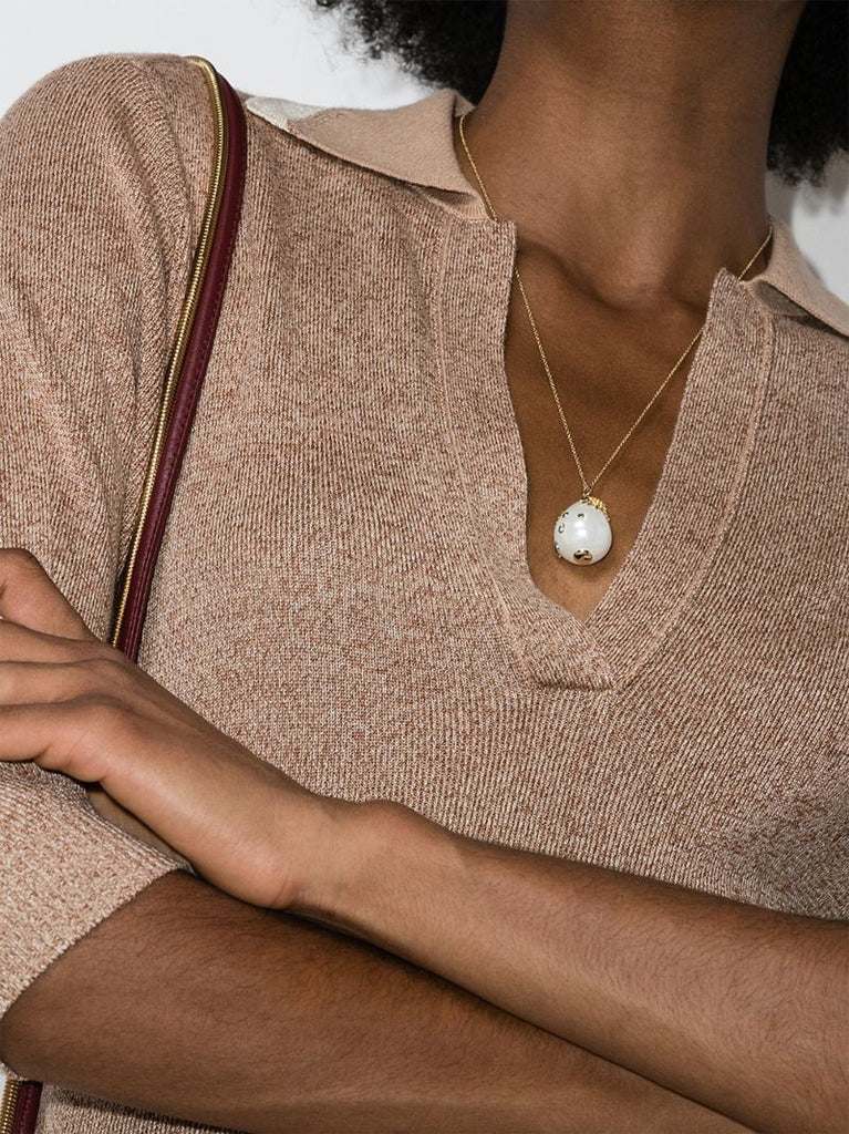 9k Yellow Gold Pearl Sapphire Necklace